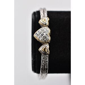 John Medeiros Collection Three Heart Pavé Center Bracelet Crystal Rhodium BinD